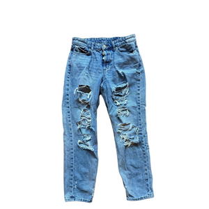 H&M Blue Distressed Boyfriend Jeans